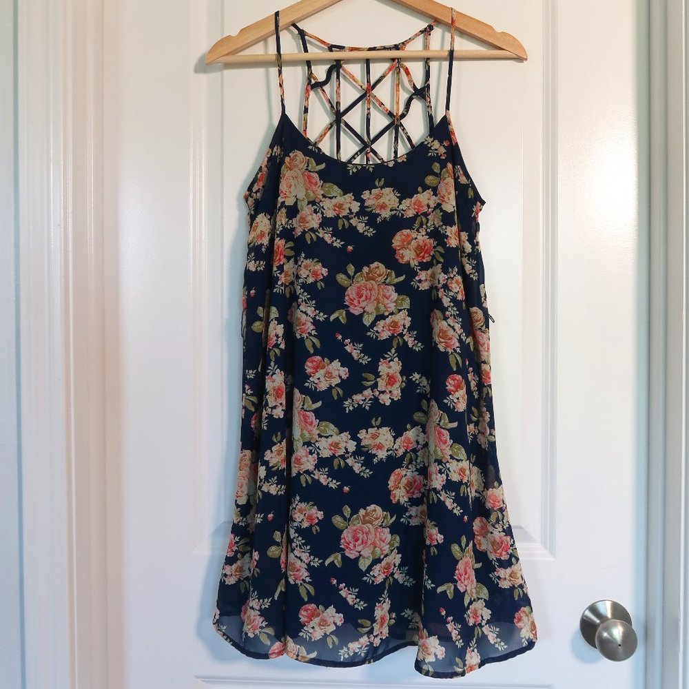 Open Back Spaghetti Strap Floral Dress